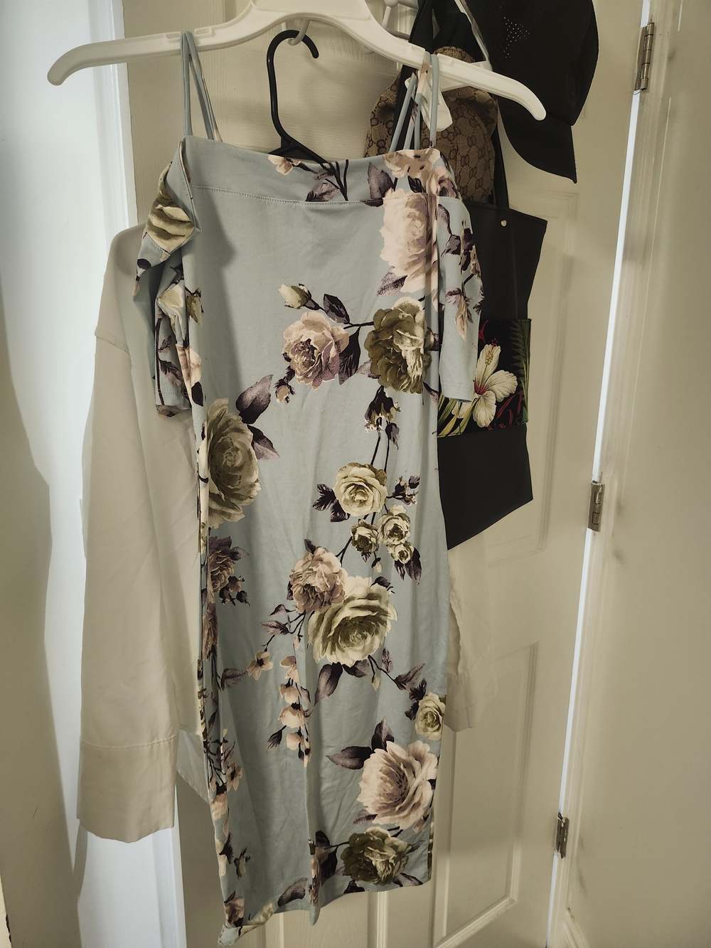 Light Blue Floral Off-Shoulder Dress